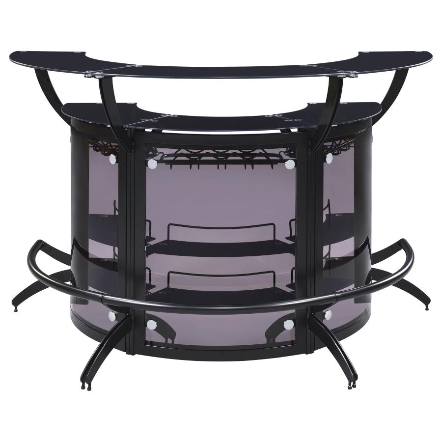 Dallas 2-shelf Curved Home Bar Smoke and Black Glass