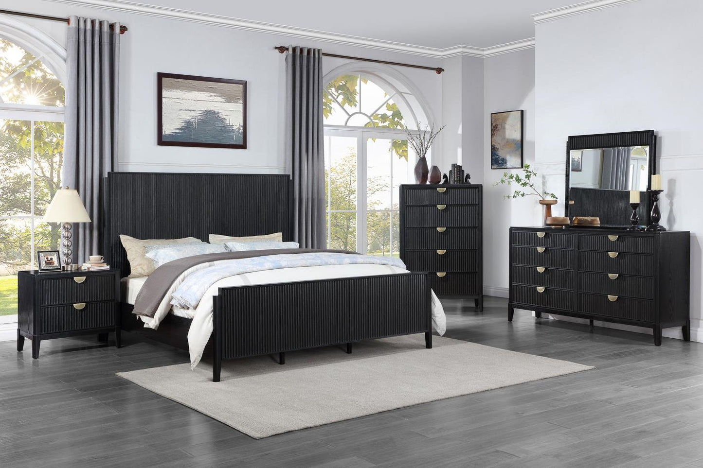 Brookmed Bed, Dresser, Mirror, Chest & Nightstands