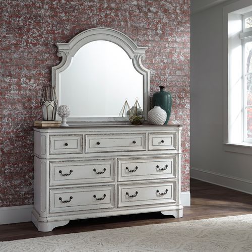 Magnolia Manor Upholstered bed, Dresser, Chest & Nightstands