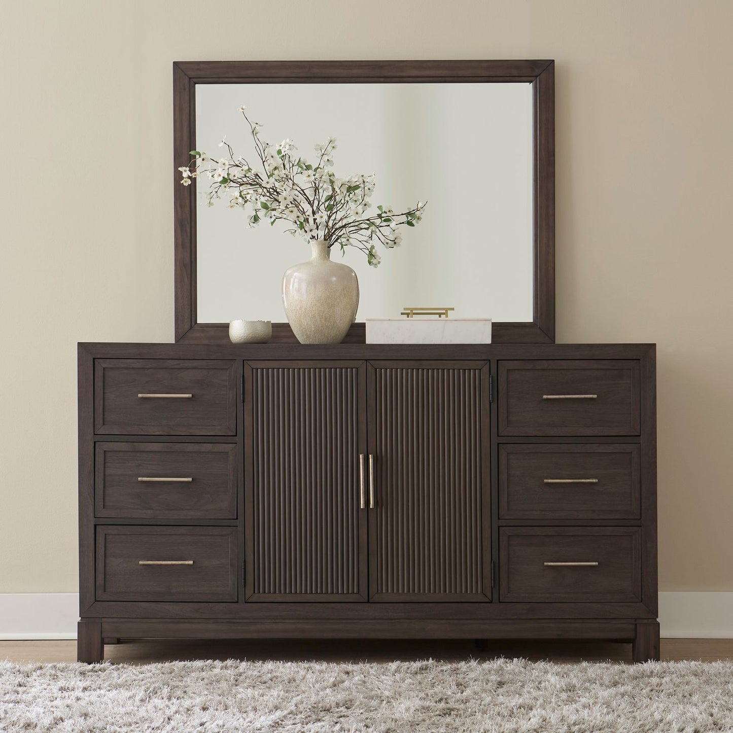 Modern Edge Uph Bed, Dresser & Mirror, Chest, Night Stand