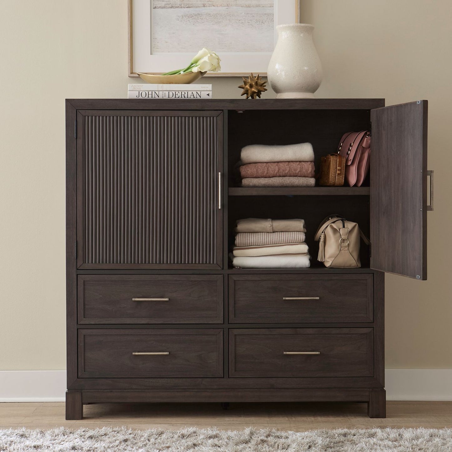 Modern Edge Uph Bed, Dresser & Mirror, Chest, Night Stand