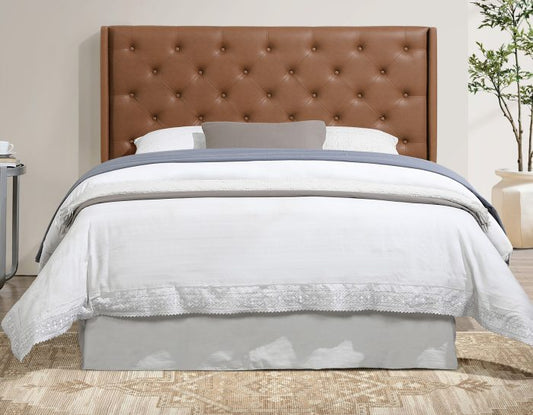 Maria Queen/Full Button-Tufted Vegan Leather Headboard