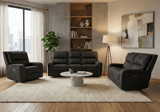 5168 Gray Power Reclining Sofa-Loveseat & Recliner