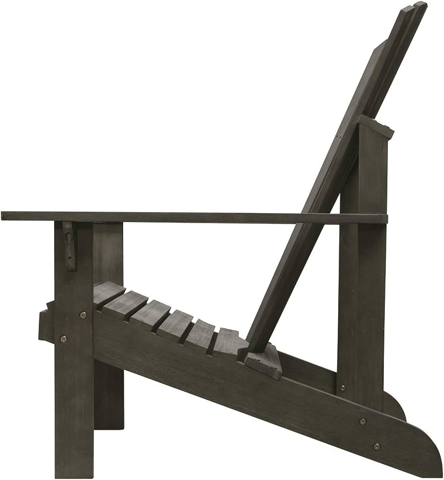 Renaissance Gray Wood Frame Stationary Adirondack Chair with Slat Seat