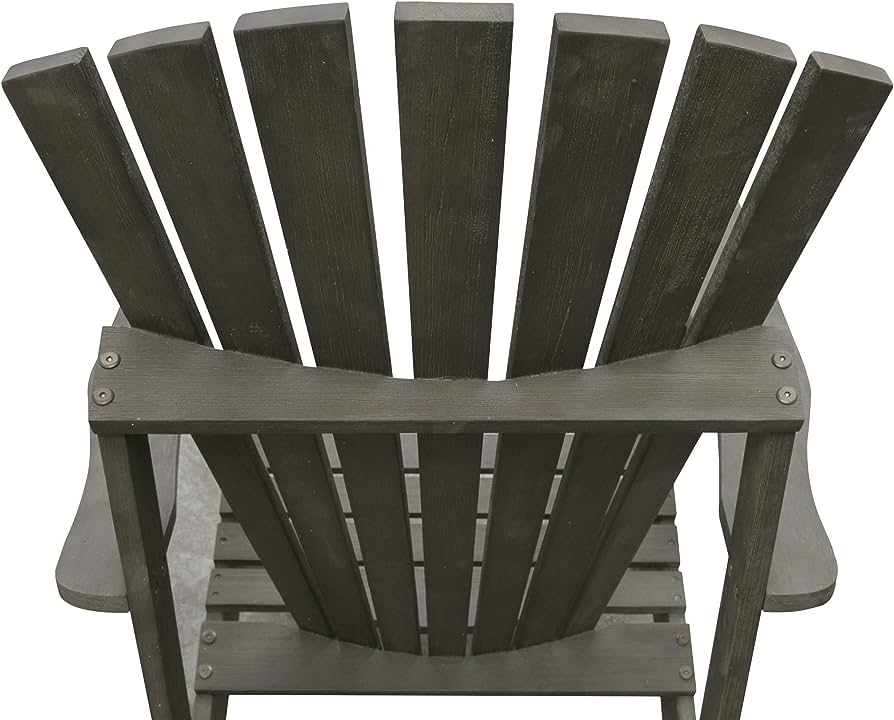 Renaissance Gray Wood Frame Stationary Adirondack Chair with Slat Seat