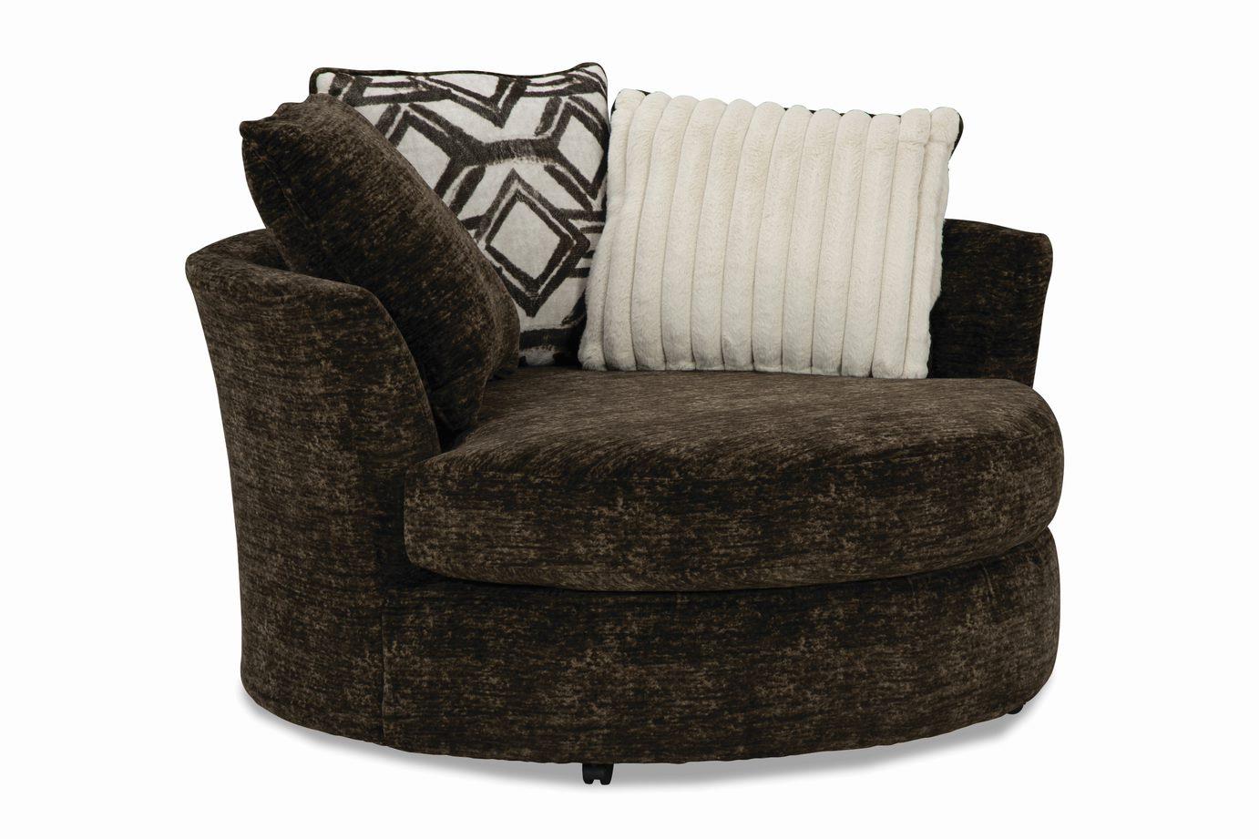 Galactic Chocolate 2pc Sectional, Swivel Chair & Ottoman