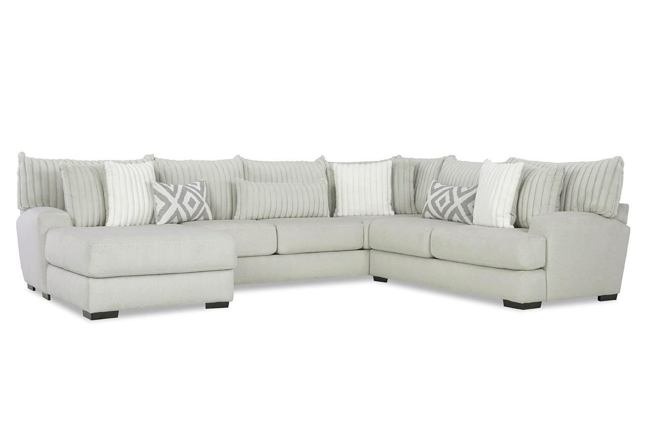 Tweed Silver 3 PC Stationary Sectional