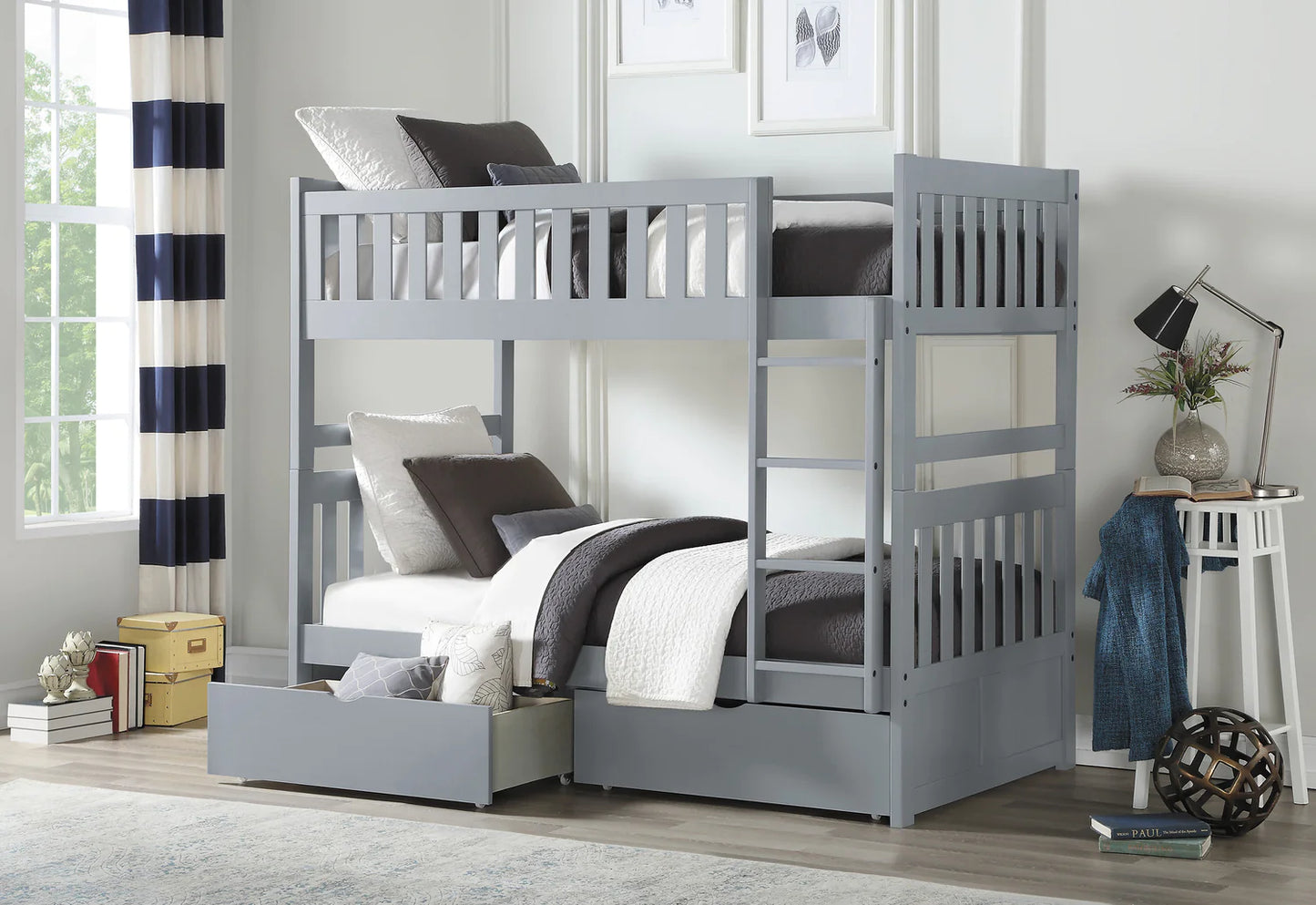 Orion Gray Twin over Twin or Full over Full bunk bed with Optional Storage