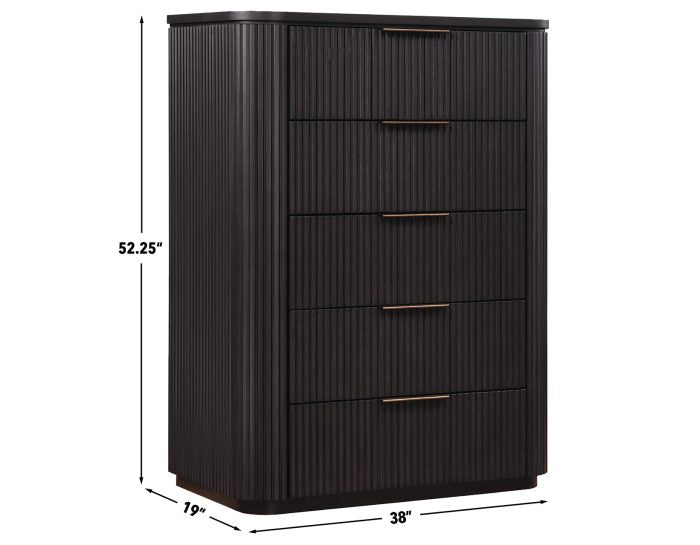 Henry Reeded Queen Bed-King Bed-Chest-Nightstand-Dresser-Mirror Espresso Finish