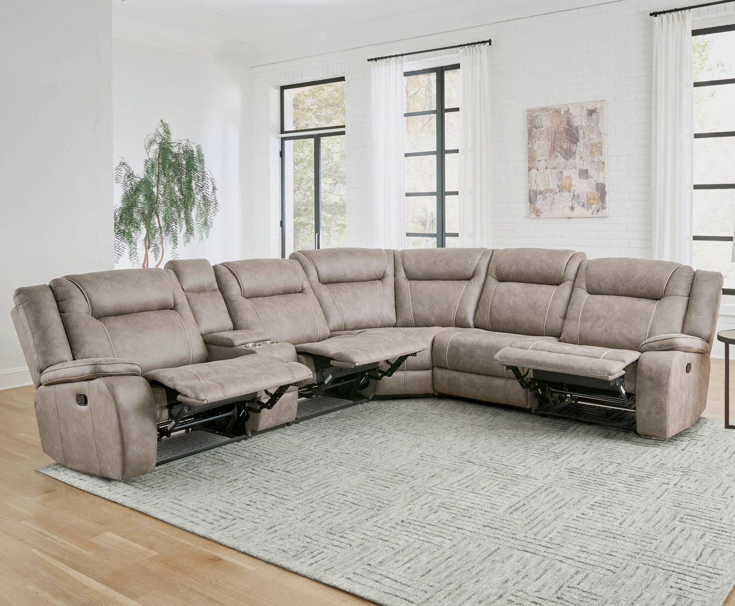 Blake- Dessert Taupe 6pc Modular Reclining Sectional with USB