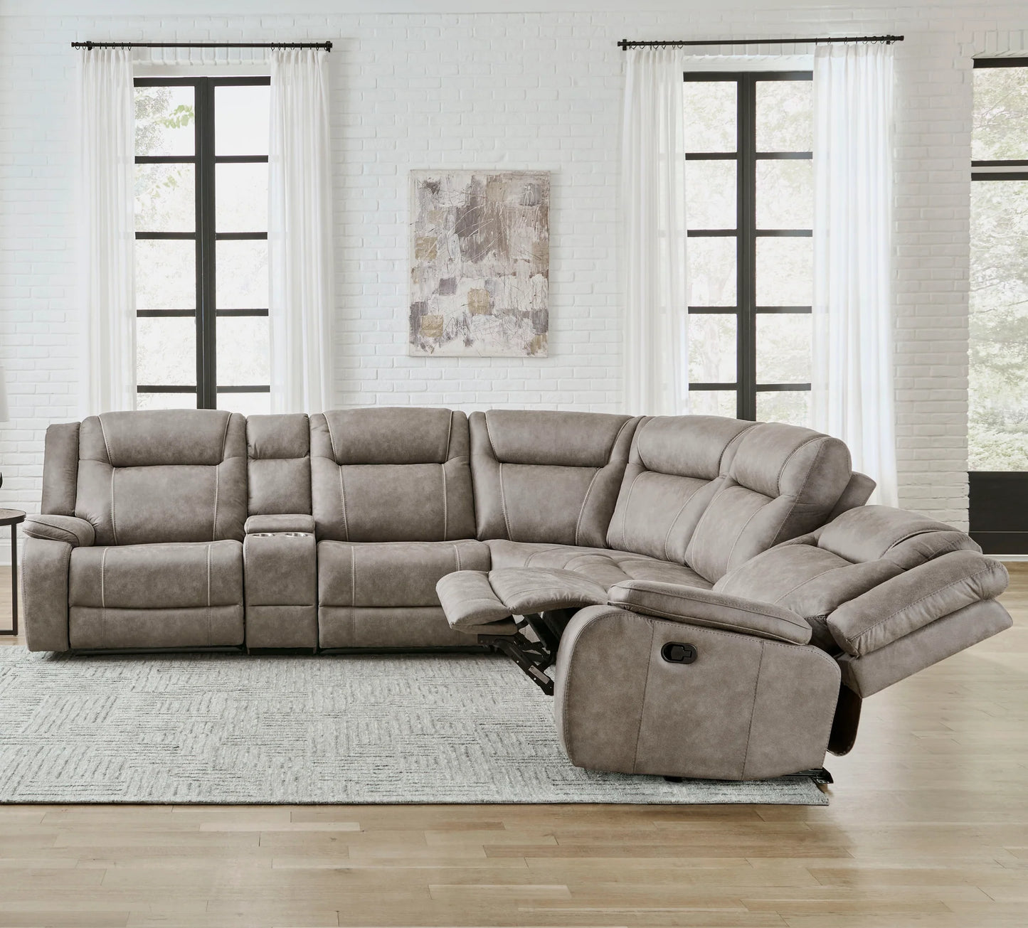 Blake- Dessert Taupe 6pc Modular Reclining Sectional with USB