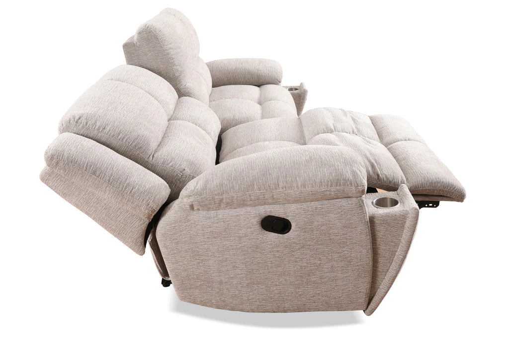 BUSTER - OPAL TAUPE MANUAL DUAL RECLINING SOFA & LOVESEAT