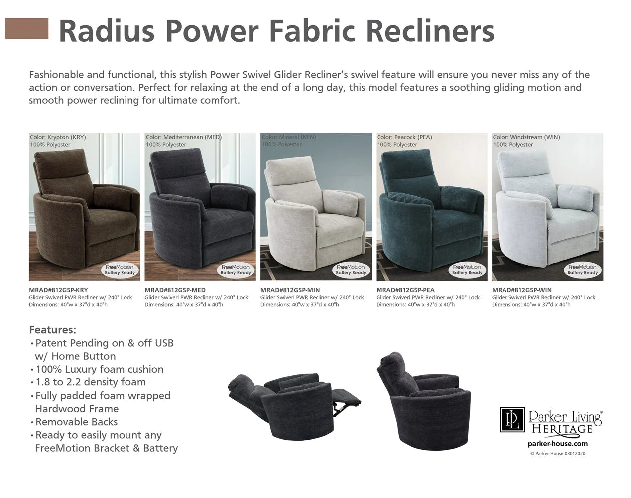 Radius Windstream Power Swivel Glider Recliner