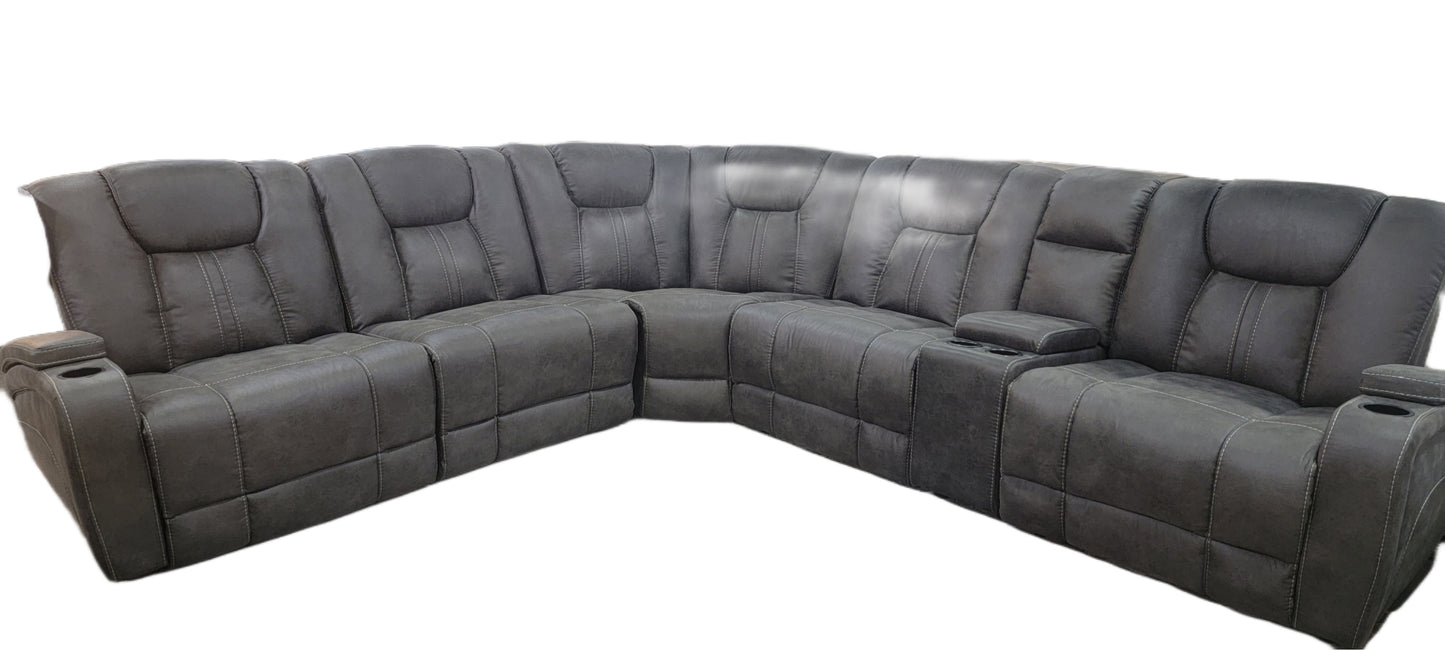 Dual Power Charcoal Sectional