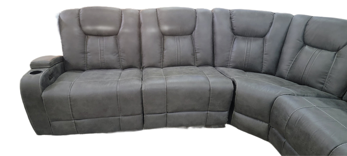Dual Power Charcoal Sectional