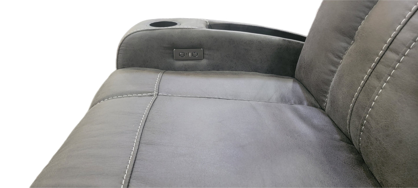 Dual Power Charcoal Sectional