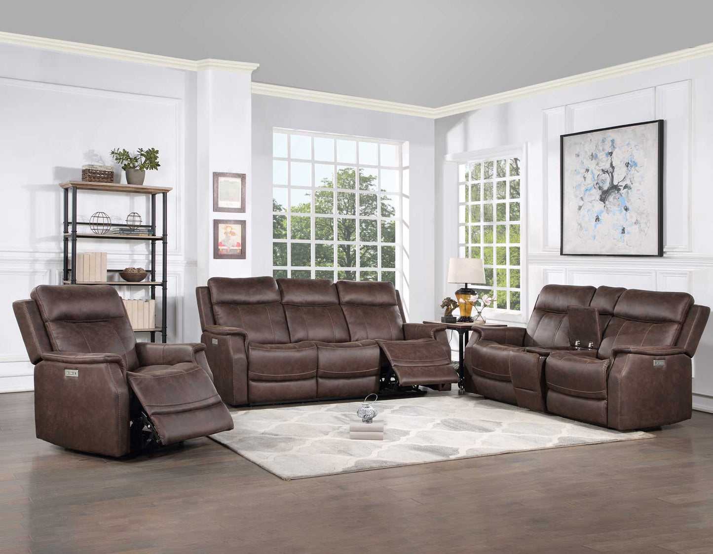 Valencia Dual-Power Walnut Reclining Sofa & Loveseat