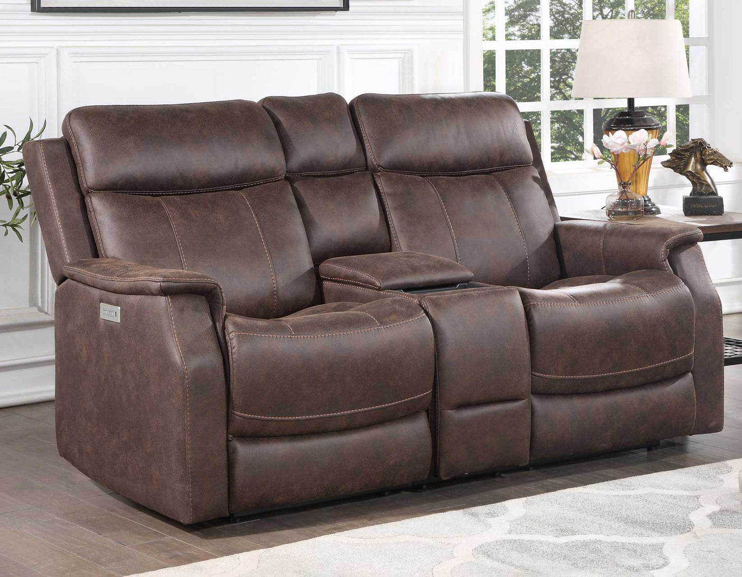 Valencia Dual-Power Walnut Reclining Sofa & Loveseat