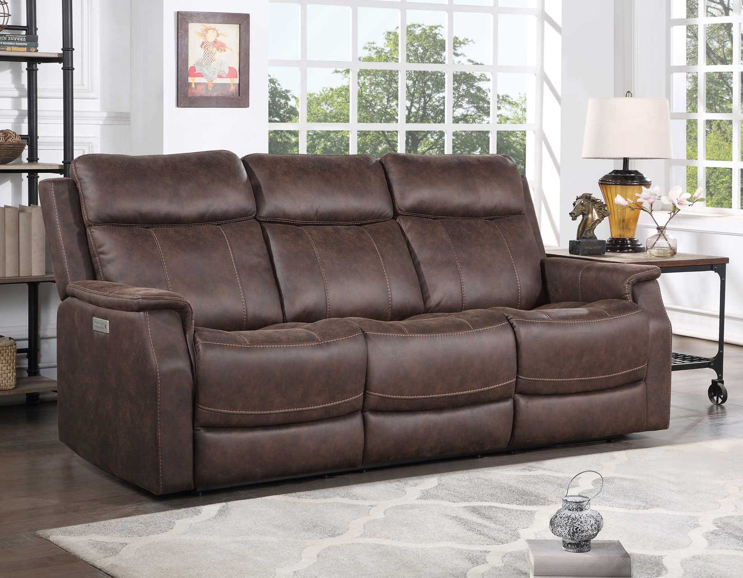 Valencia Dual-Power Walnut Reclining Sofa & Loveseat