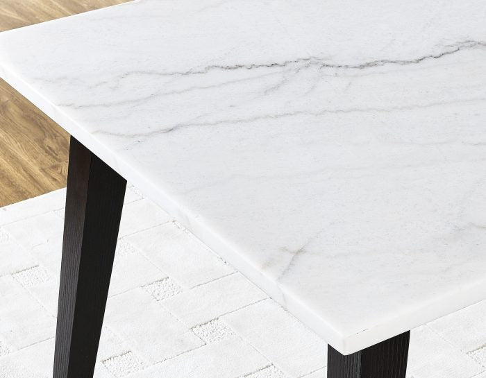 Vida 6-Piece White Marble Dining Table-Chairs & Server