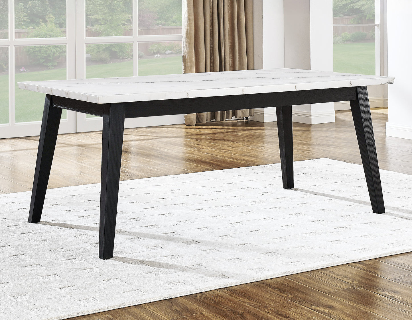 Vida 6-Piece White Marble Dining Table-Chairs & Server