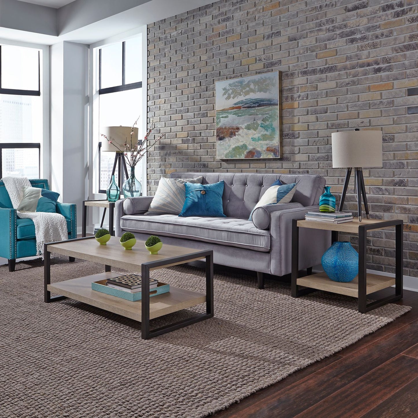 3PK Sun Valley Faux Metal Coffee Table Set