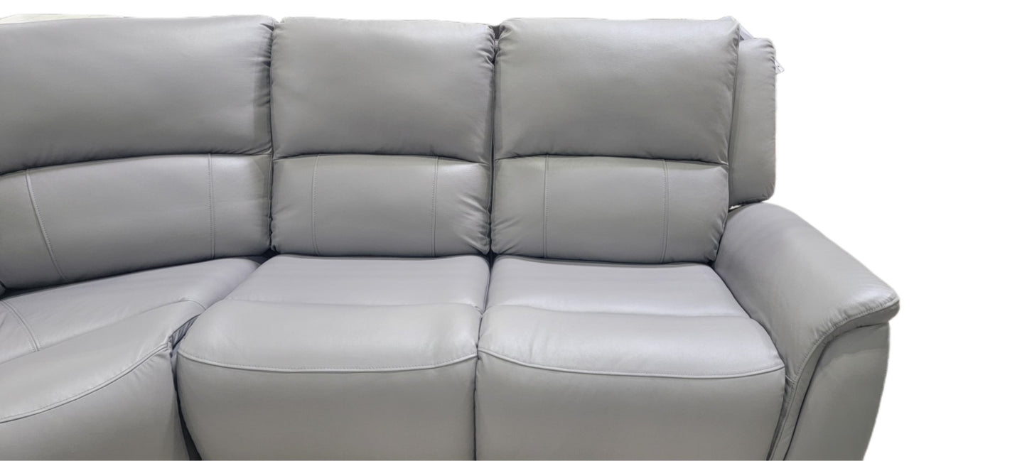 Power Grey Leather Reclining Sectional