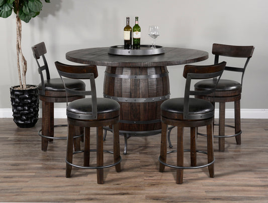 Round Pub Table w/ Wine Barrel Base