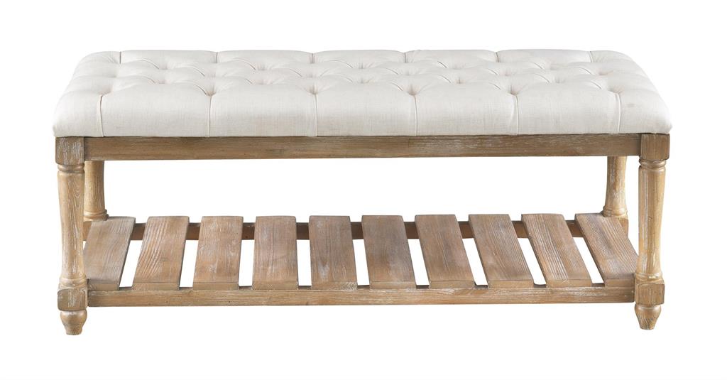 Toffee Brown w/ Cream Fabric Bench