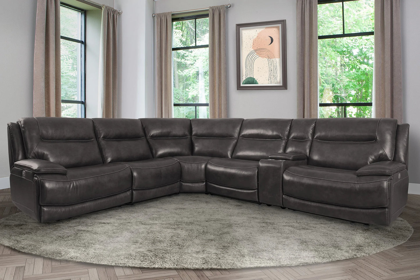 Napoli Leather 6pc Power Reclining Sectional