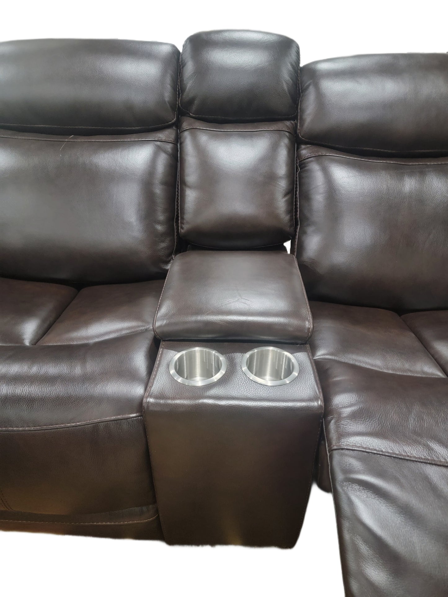 Top Grain Leather Dual Power Sectional