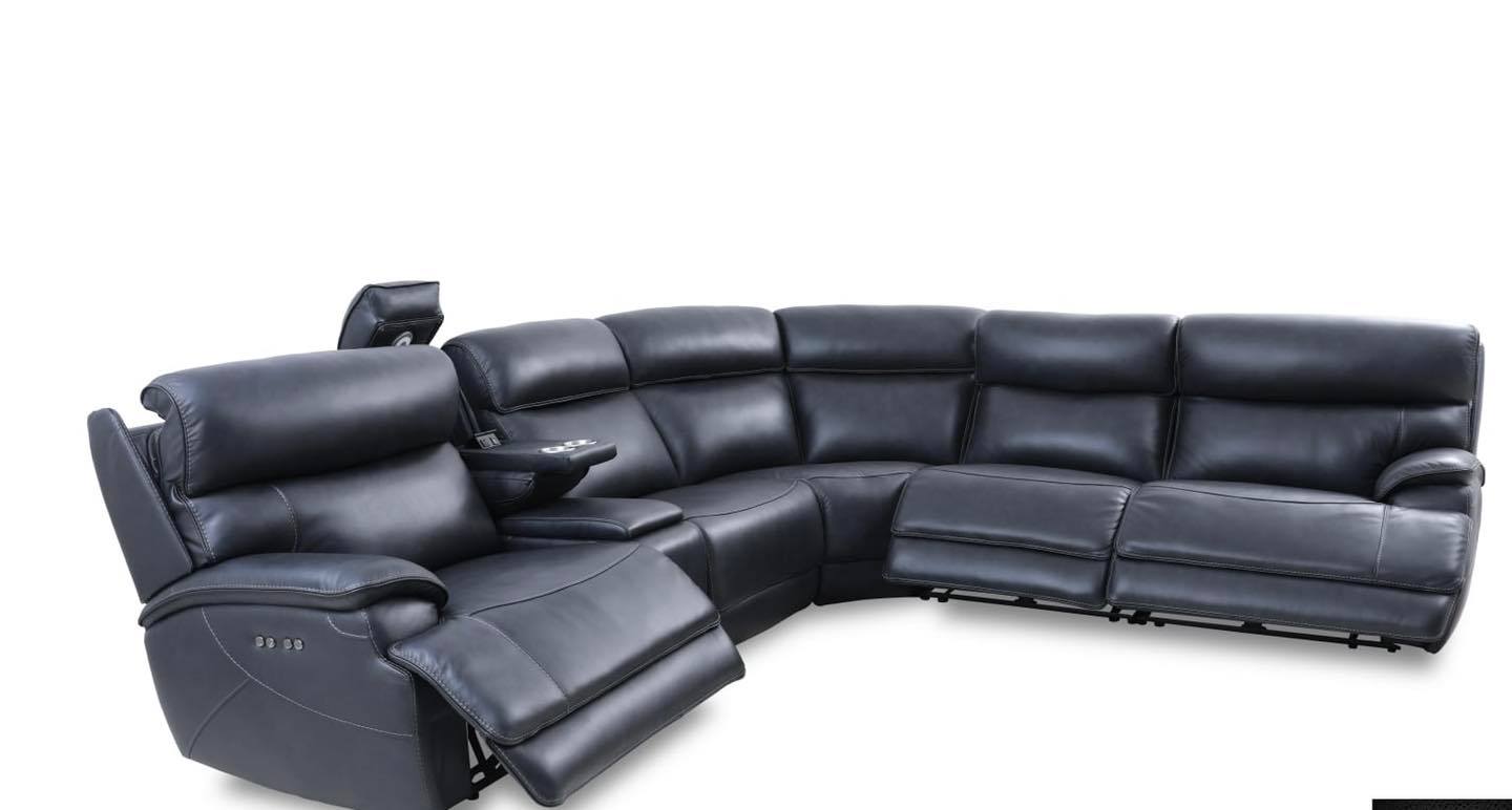 Top-Grain Leather Power Sectional