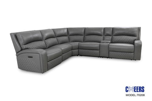 Grey Top Grain Leather Dual Power Recliner Available in Gray & Merlot