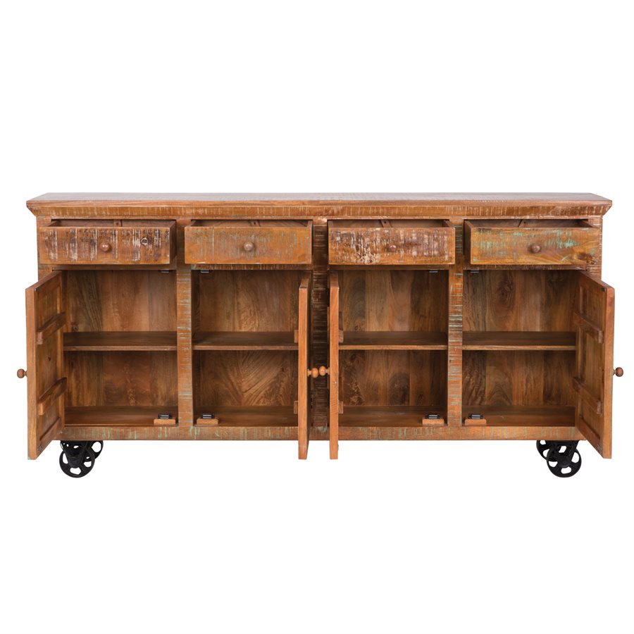 Mango wood mobile storage cabinet