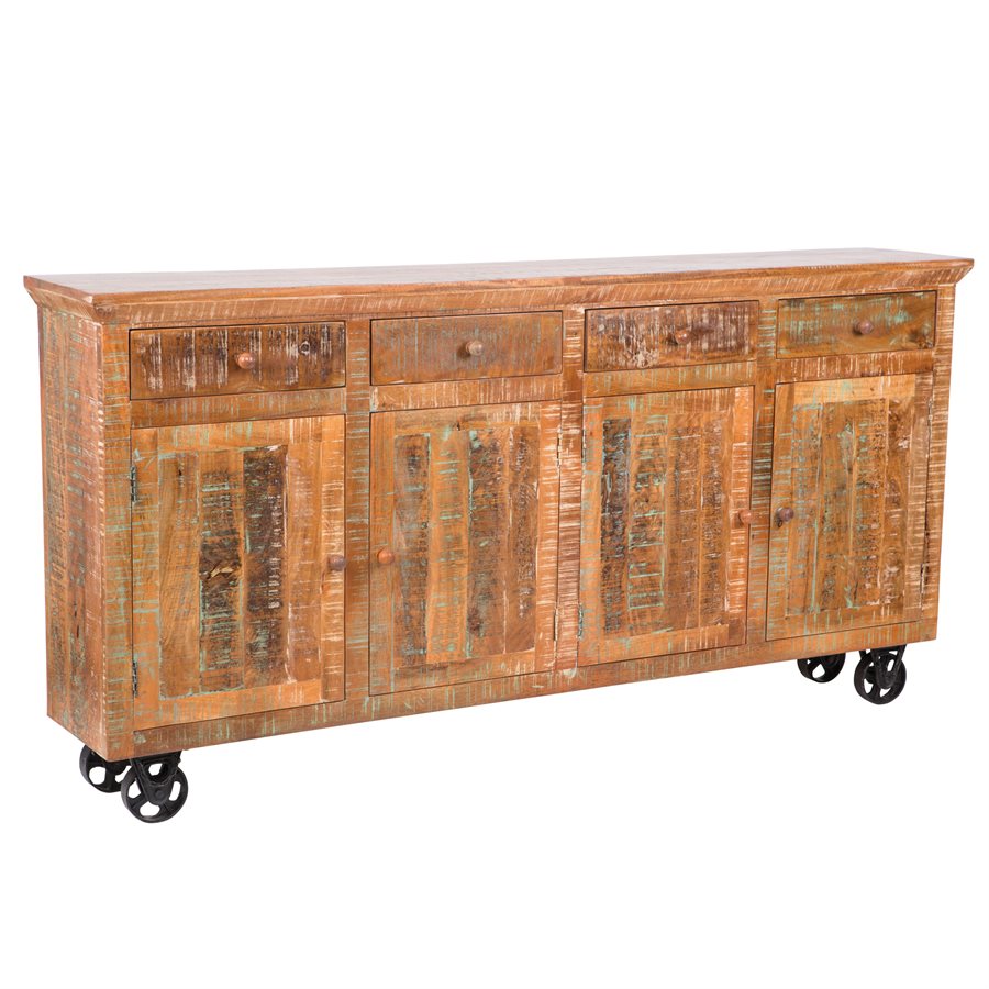 Mango wood mobile storage cabinet