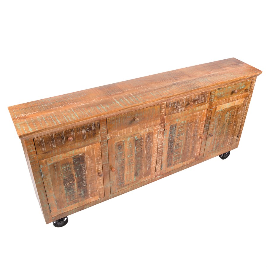Mango wood mobile storage cabinet