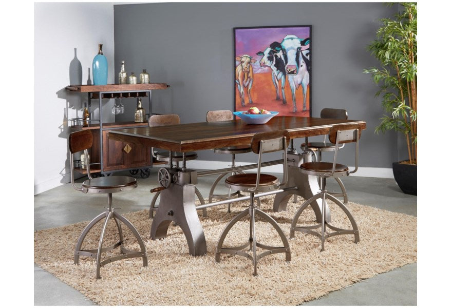 Industrial Table & Adjustable Stools