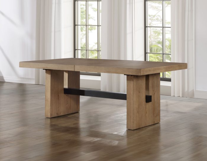 Aubrey Waxed Driftwood Dining Table & Chairs (78-96" Table Top w/18-inch Leaf)