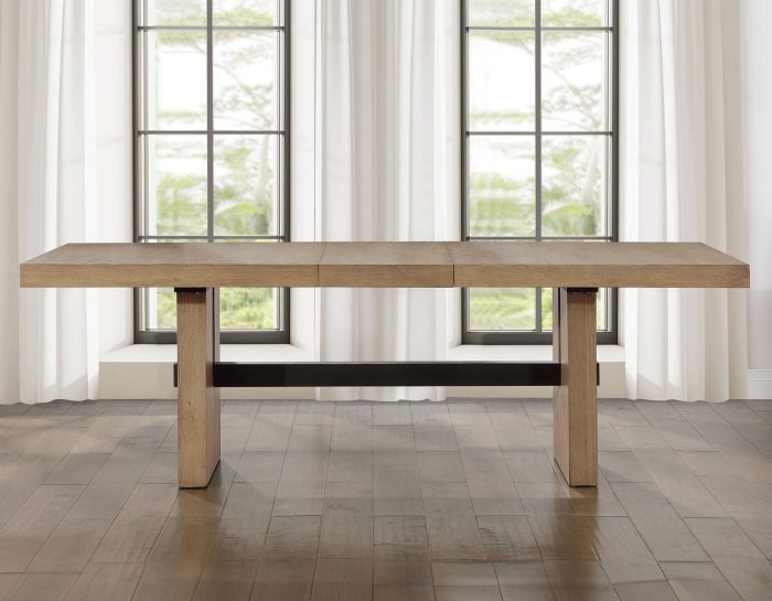 Aubrey Waxed Driftwood Dining Table & Chairs (78-96" Table Top w/18-inch Leaf)