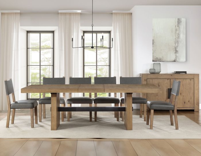 Aubrey Waxed Driftwood Dining Table & Chairs (78-96" Table Top w/18-inch Leaf)