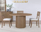 Colvin 52-inch Round Dining Table & Chairs, Brown