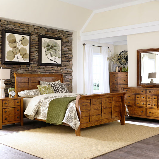 Grampa Sleigh Bed, Dresser & Mirror, Chest, Night Stand