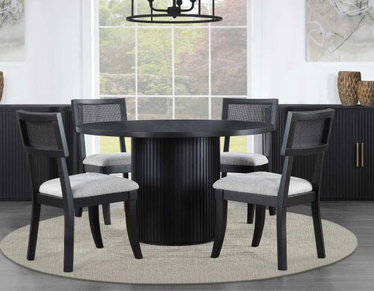 Colvin 52 inch Round Dining Table & Chairs, Black