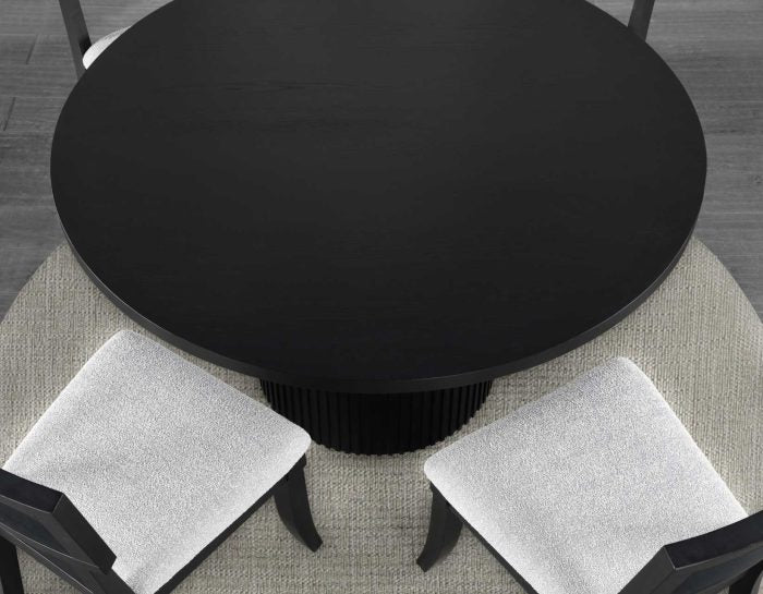 Colvin 52 inch Round Dining Table & Chairs, Black