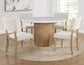 Colvin 52″ Round White Marble Dining Table & 4 Chairs, Toffee Finish