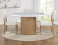 Colvin 52″ Round White Marble Dining Table & 4 Chairs, Toffee Finish