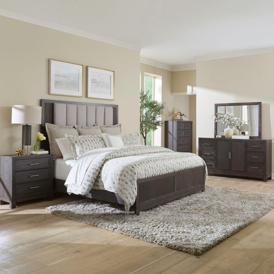 Modern Edge Uph Bed, Dresser & Mirror, Chest, Night Stand