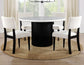 Colvin 52″ Round White Marble Dining Table & Chairs, Black Finish