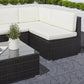 Venice 6-piece Classic Outdoor Wicker Sectional Sofa in Black with Seat and Back Cushion