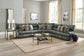 Como 5 Piece Leather Power Reclining Sectional (STEEL)